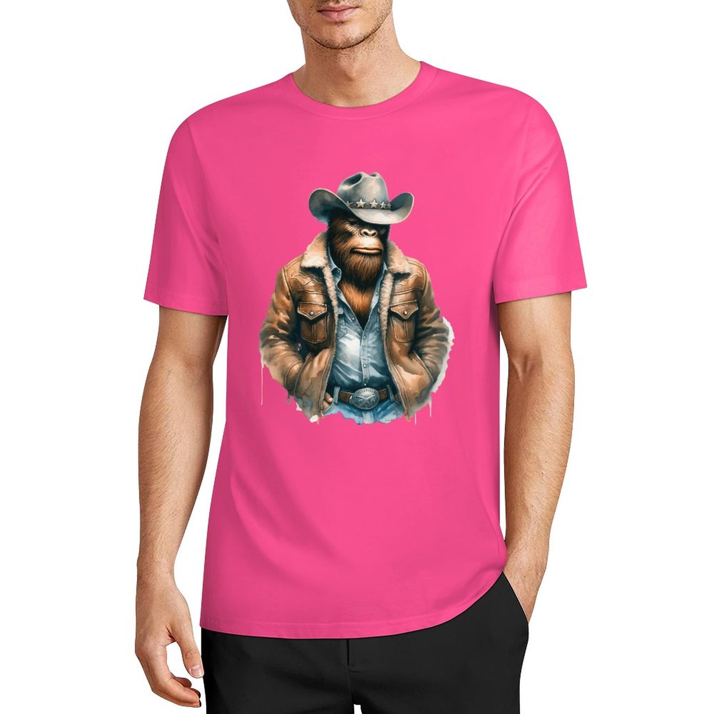 Bigfoot - Sasquatch Cowboy Short Sleeve Cotton T-Shirt