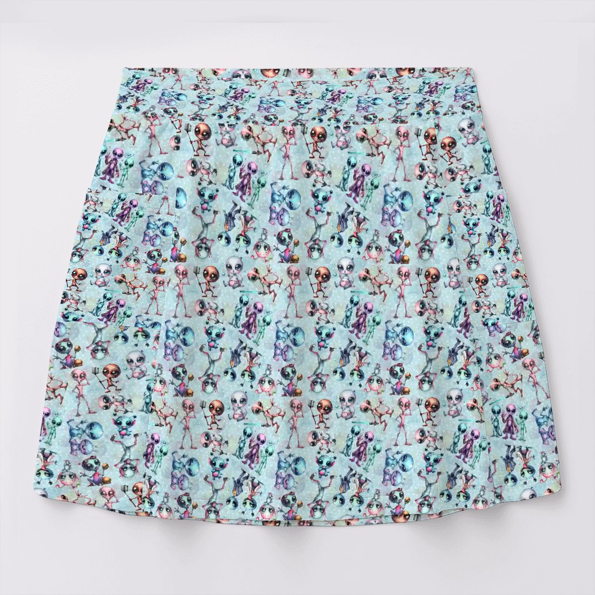 6 Alien Designs, Women's Milk Silk Sports Skorts with Pockets