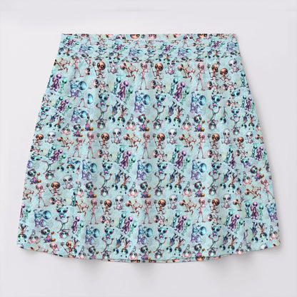 6 Alien Designs, Women's Milk Silk Sports Skorts with Pockets