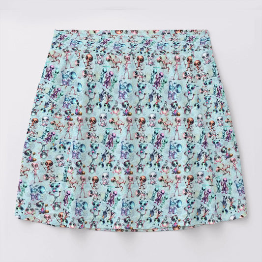 6 Alien Designs, Women's Milk Silk Sports Skorts with Pockets