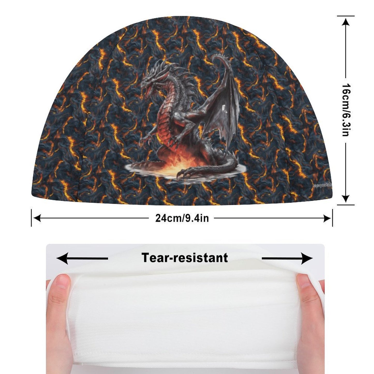Fire Dragon, Adult Swimming Cap