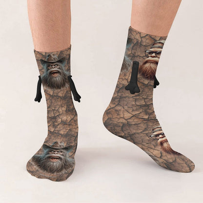 Bigfoot Magnetic Holding Hands Funny Socks – PERSONALIZE FREE