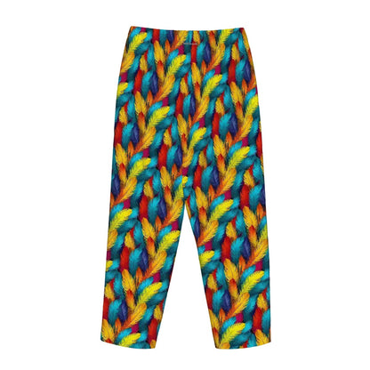 Rainbow Feathers,  Hippie,  Women's Pajama Pants with Pockets