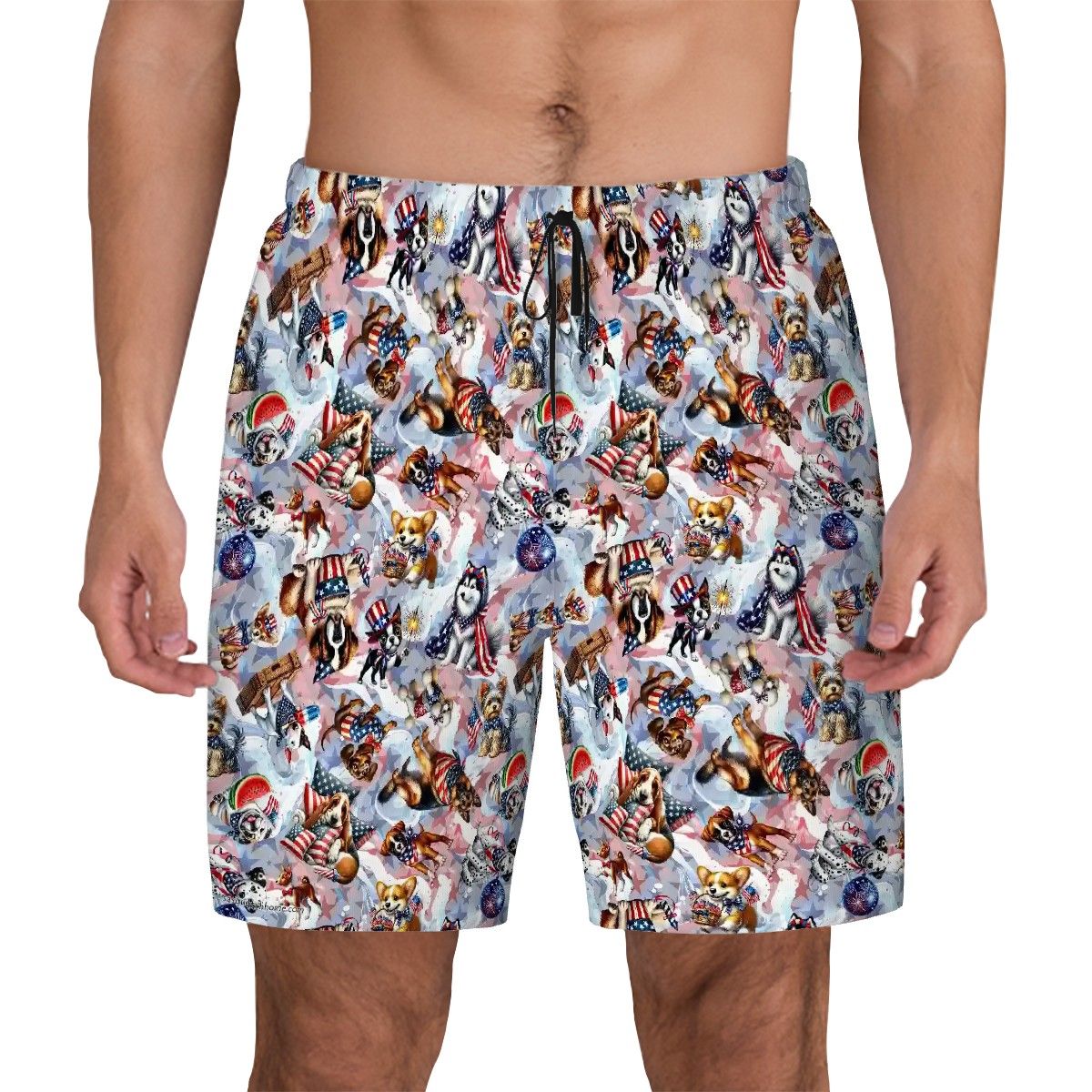 8 Patriotic Designs, Men Beach Shorts / Swim trunks with 4 Pockets