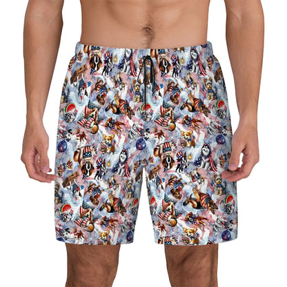 8 Patriotic Designs, Men Beach Shorts / Swim trunks with 4 Pockets