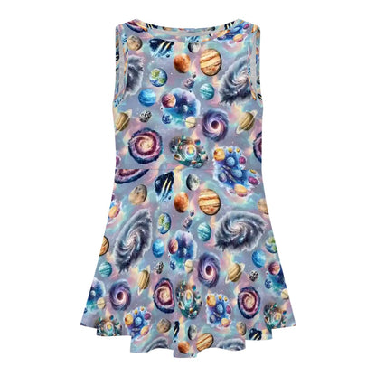 Mystical Design Themed Girls Polyester Sleeveless Dress