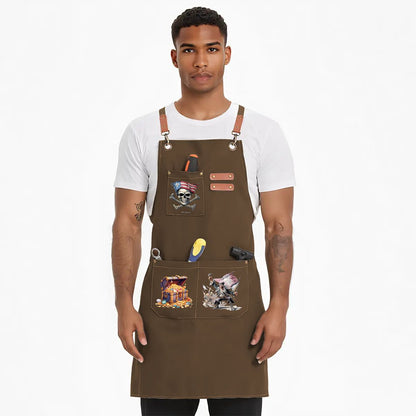 Pirate Canvas Cross Back Apron with Pockets