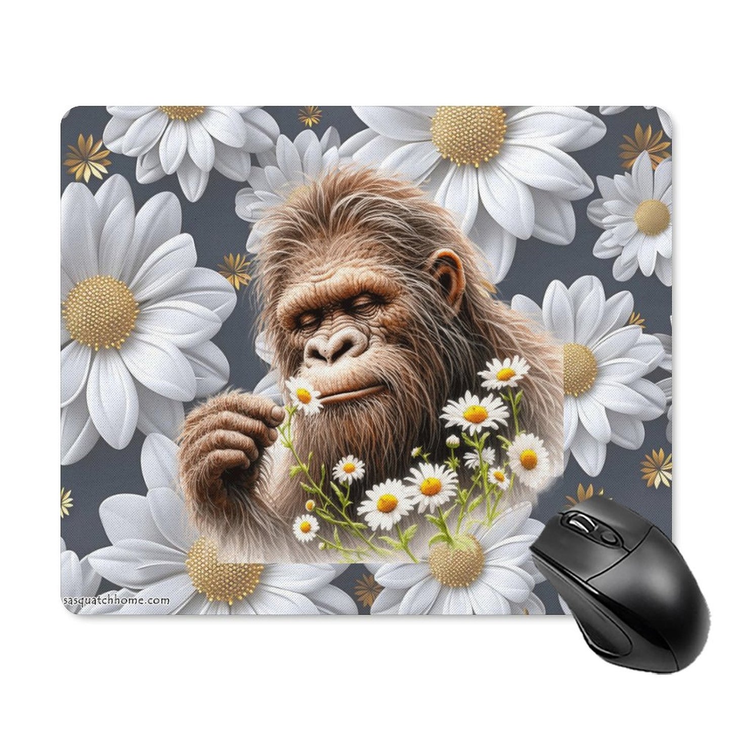 Sasquatch "Smell the Flowers" Square Mouse Pad