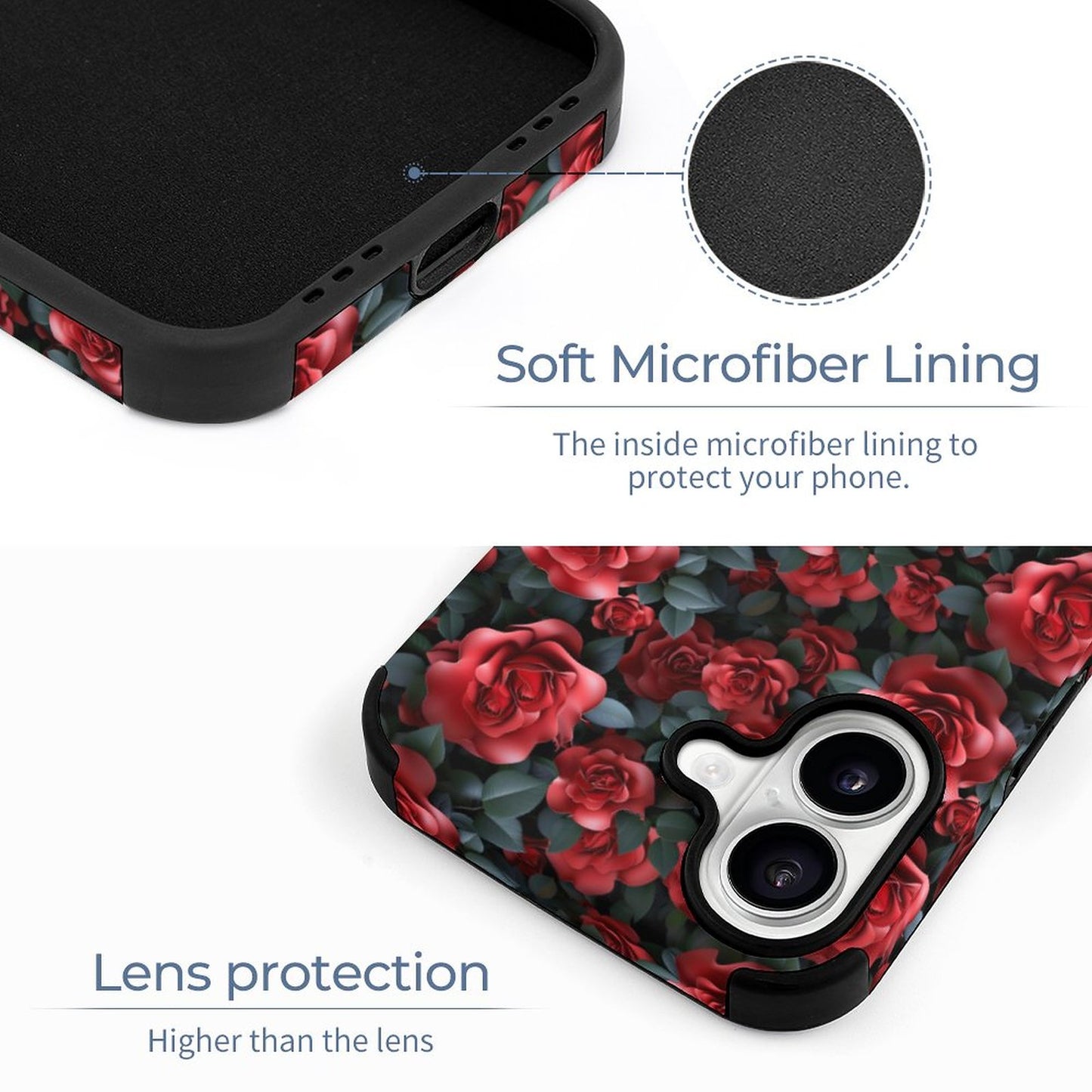 10 Flower Designs, Microfiber iPhone 16 Cases