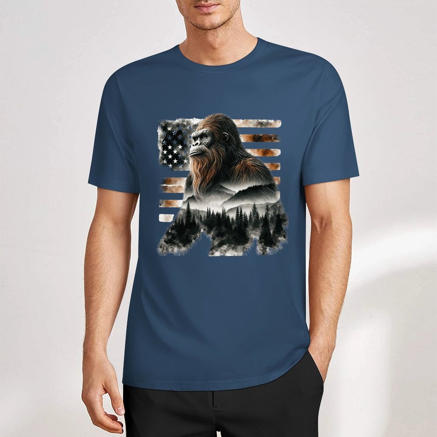 Bigfoot - Sasquatch Scenery Cotton Unisex Long Sleeve T-shirt