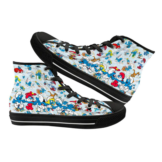 Smurf Design, Women's High Top Canvas Shoes