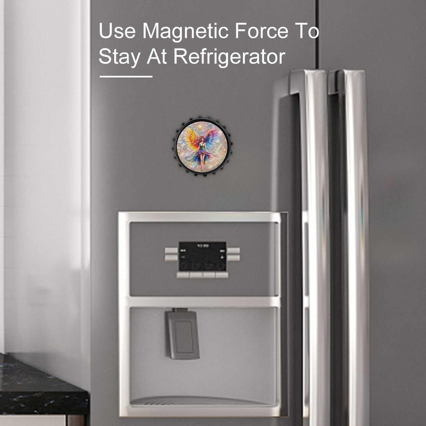 Fairy Design, 3” Magnetic Can Opener / Coaster / Fridge Decor