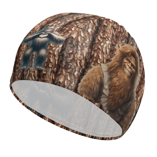 Happy, Bigfoot / Sasquatch, Adult Swimming Cap