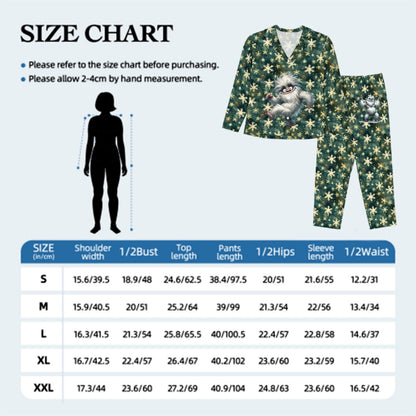 Cute Yeti on Snowflakes, Women’s Long Sleeved Pajama Set