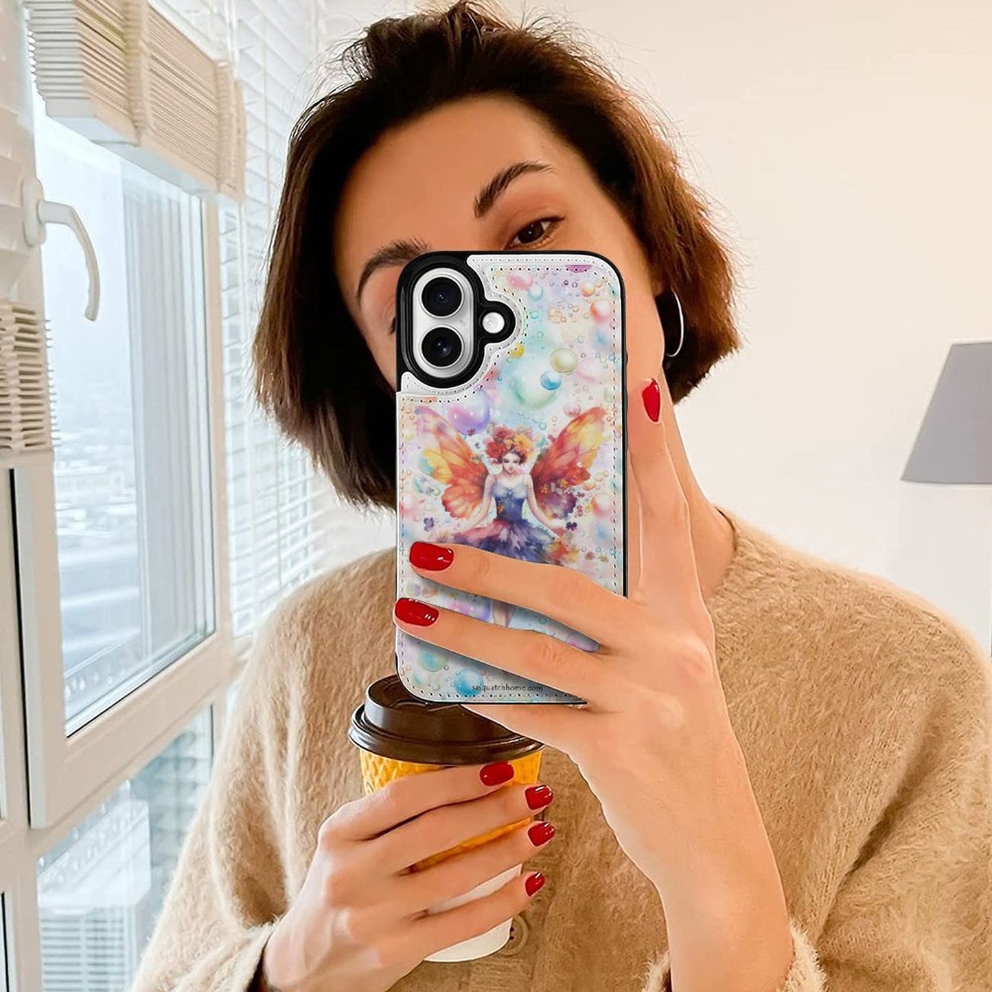 Fairy on Bubbles, iPhone 16 Faux Leather Wallet Case