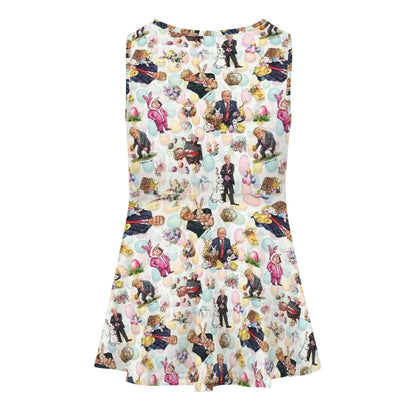 Donald Trump Themed Girls Polyester Sleeveless Dress