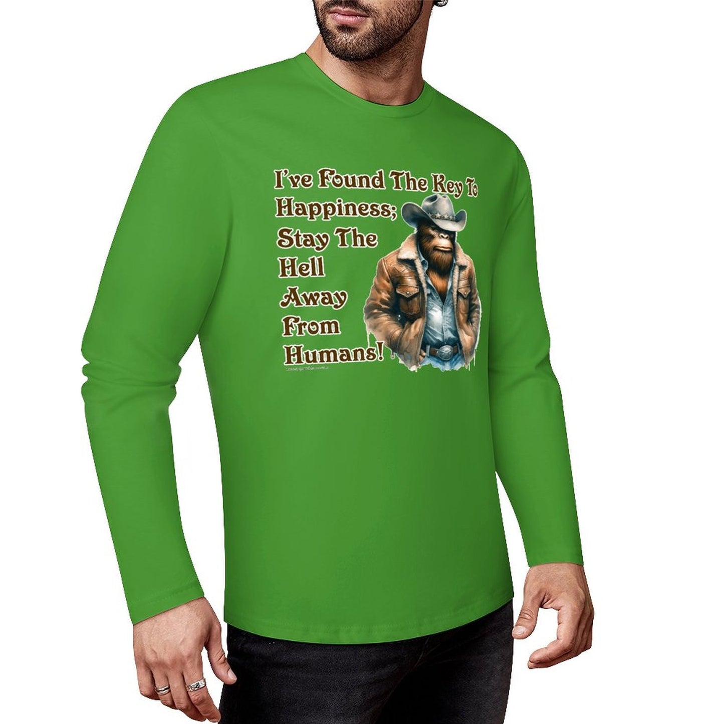 Cowboy Bigfoot / Sasquatch, "I found the key...", Cotton Unisex Long Sleeve T-shirt