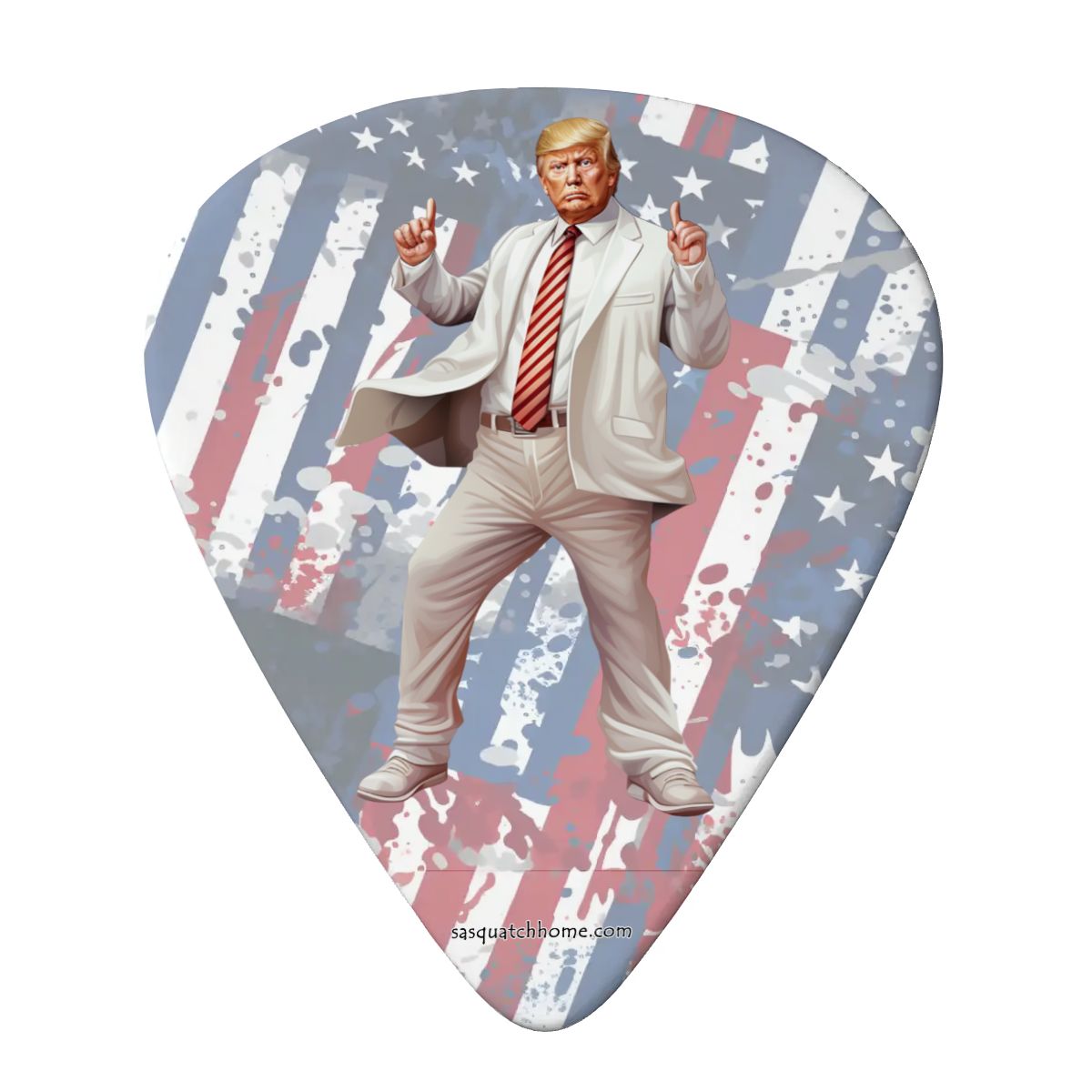 6 Guitar Picks with Keychain Snap Case- Dancing Donald Trump – 3 Thicknesses