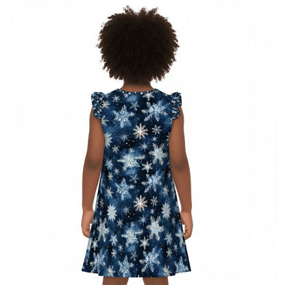 Sasquatch Santa & Girl, Girl's Flutter Sleeve Nightgown