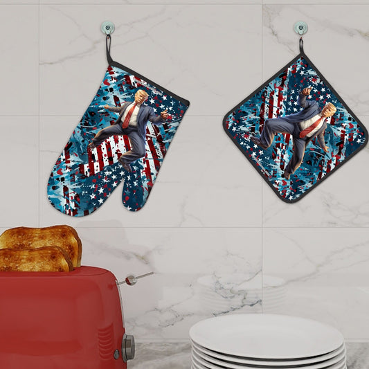 Donald Trump Dancing, Set of 2 Oven Mitts and Pot Holders