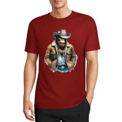 Bigfoot - Sasquatch Cowboy Short Sleeve Cotton T-Shirt