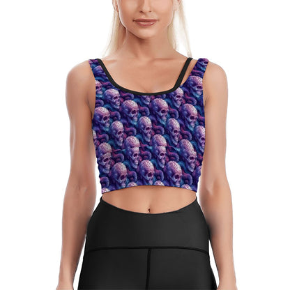 Purple skeleton, Women’s Strappy Sports Bra, Yoga Top