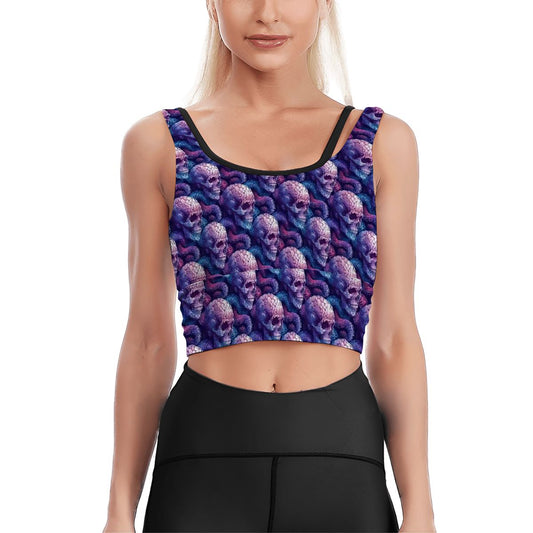 Purple skeleton, Women’s Strappy Sports Bra, Yoga Top