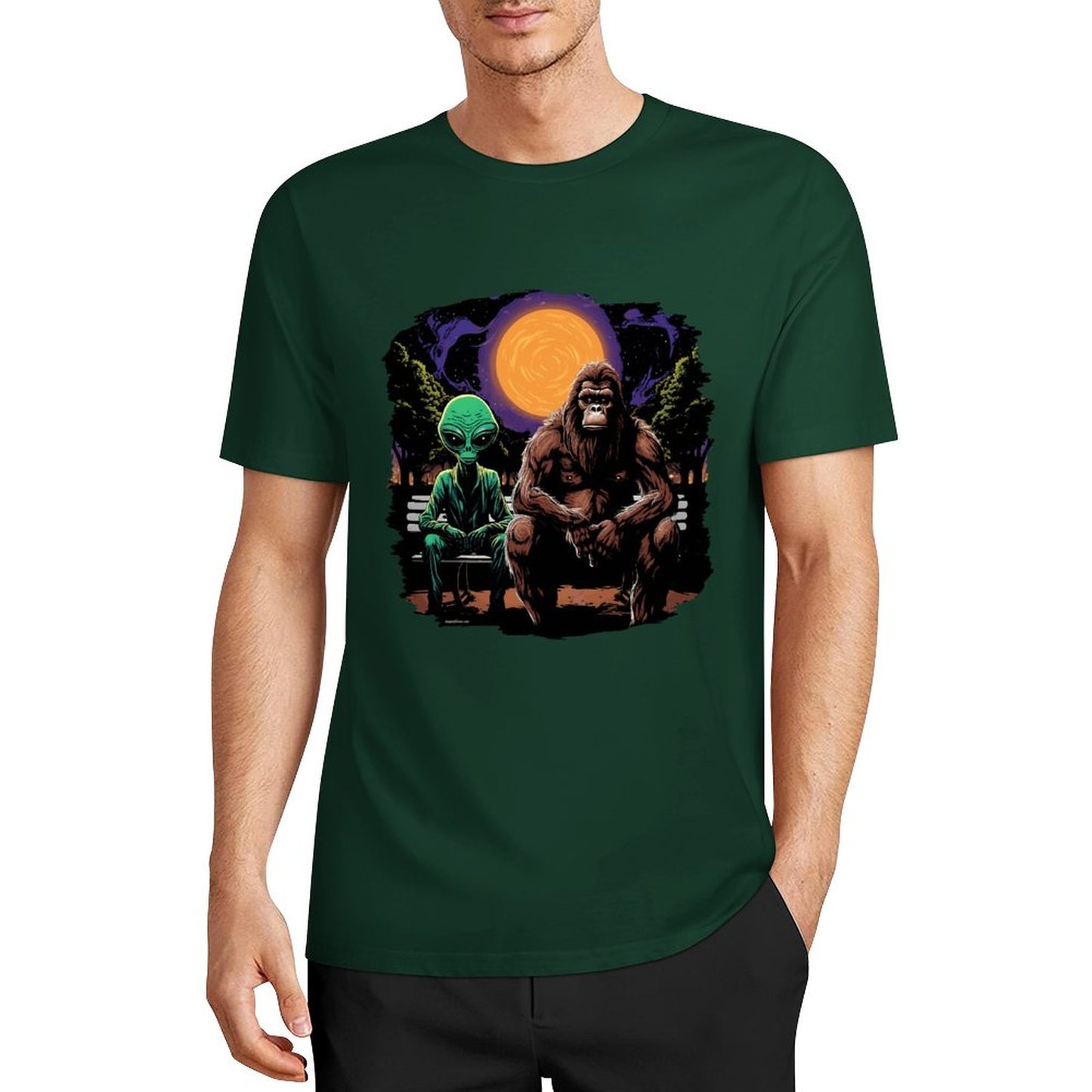 Bigfoot - Sasquatch & Alien Short Sleeve Cotton T-Shirt