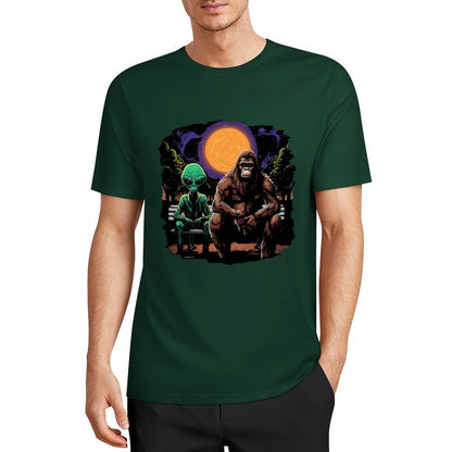 Bigfoot - Sasquatch & Alien Short Sleeve Cotton T-Shirt