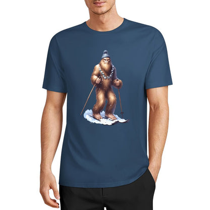 Bigfoot - Sasquatch Snow Skiing Short Sleeve Cotton T-Shirt