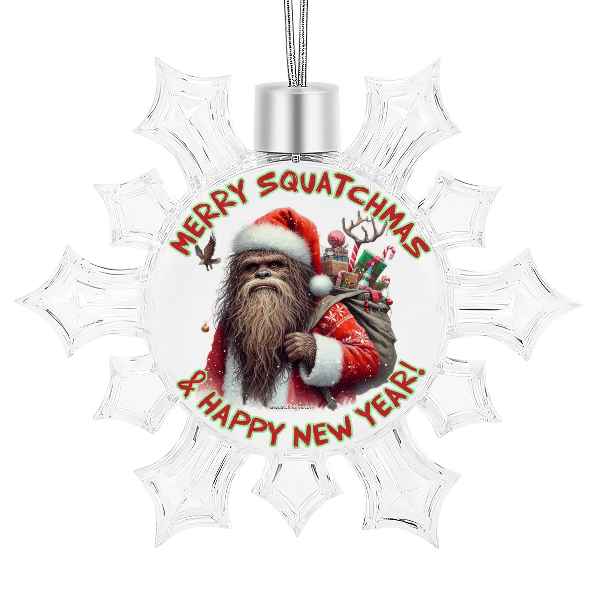 Bigfoot, Sasquatch Christmas Snowflake Ornament - "Merry Squatchmas"
