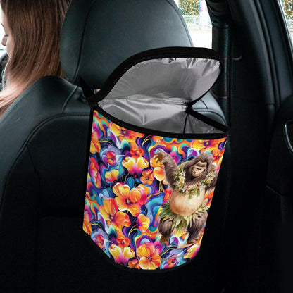 Hawaiian Dancing Bigfoot / Sasquatch, Bucket-Shaped Car Trash Bag, Tiki