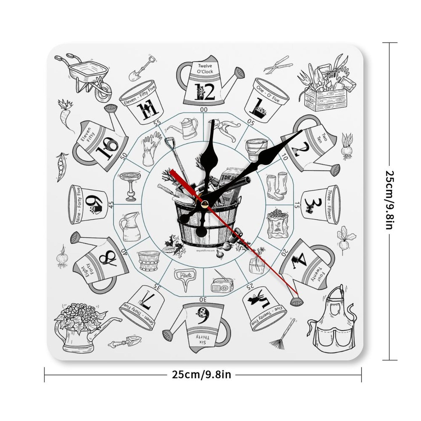 Gardening Square Wall Clock