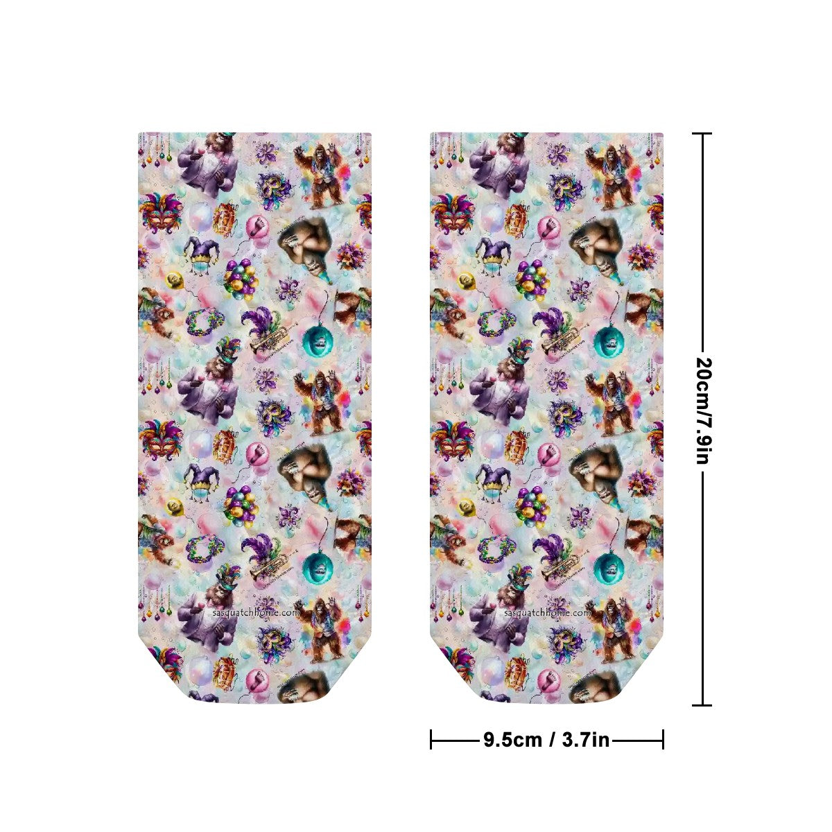 20 Bigfoot Designs, 8” Poly Ankle Socks