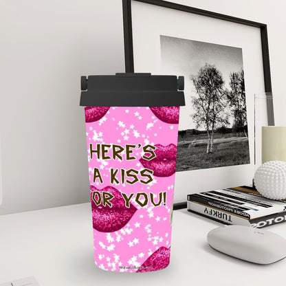 Bigfoot / Sasquatch Kiss, 17 oz Insulated Coffee Mug with Lid & Carrying Handle