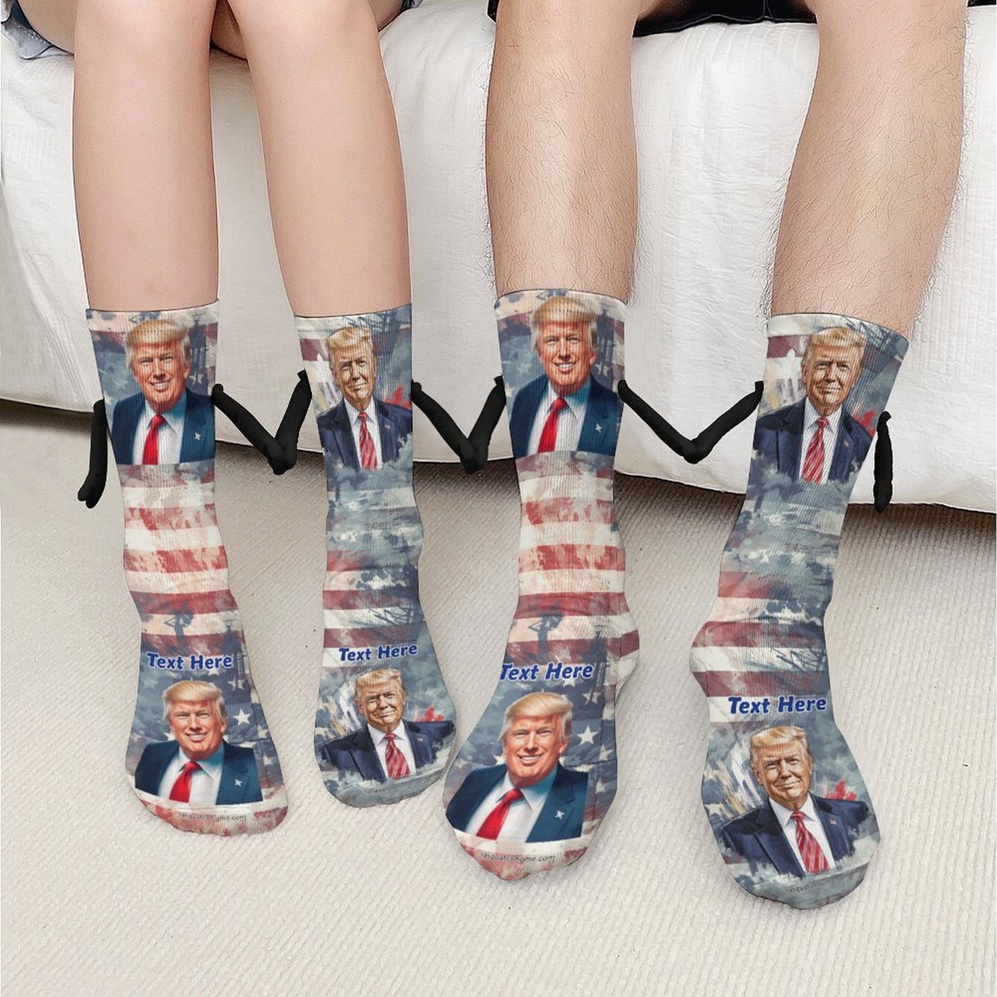 Donald Trump Magnetic Holding Hands Funny Socks – PERSONALIZE FREE