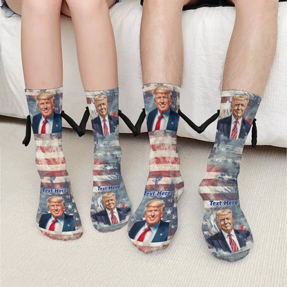 Donald Trump Magnetic Holding Hands Funny Socks – PERSONALIZE FREE