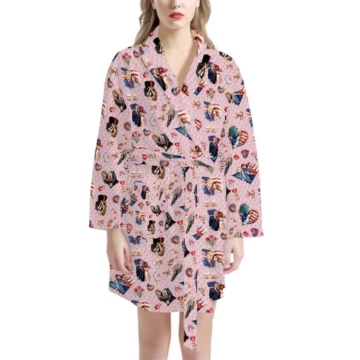 20 Donald Trump Cartoon Designs, Women’s Bath Robe 33.5” Long