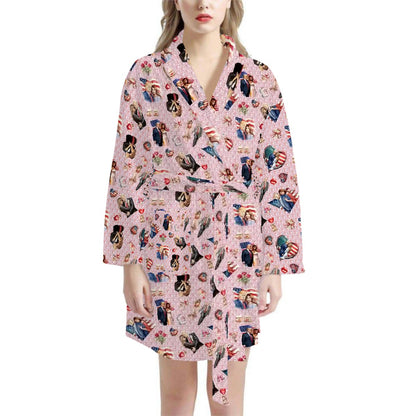 20 Donald Trump Cartoon Designs, Women’s Bath Robe 33.5” Long