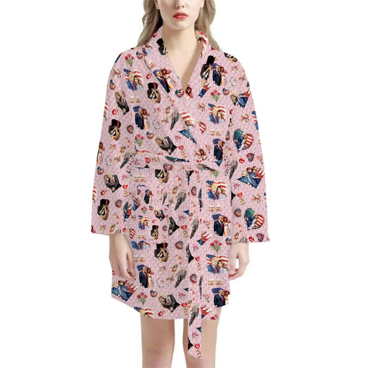 20 Donald Trump Cartoon Designs, Women’s Bath Robe 33.5” Long