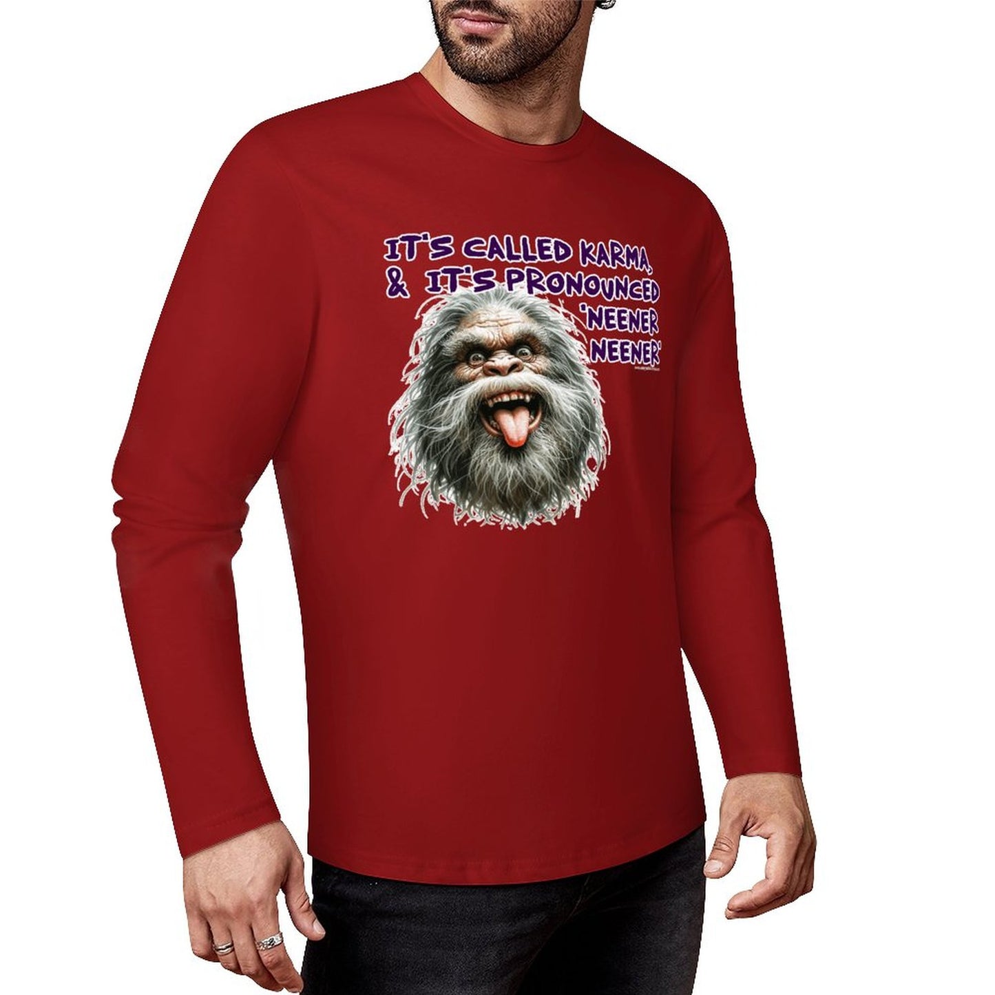 Bigfoot / Sasquatch "It's called Karma...", Cotton Unisex Long Sleeve T-shirt