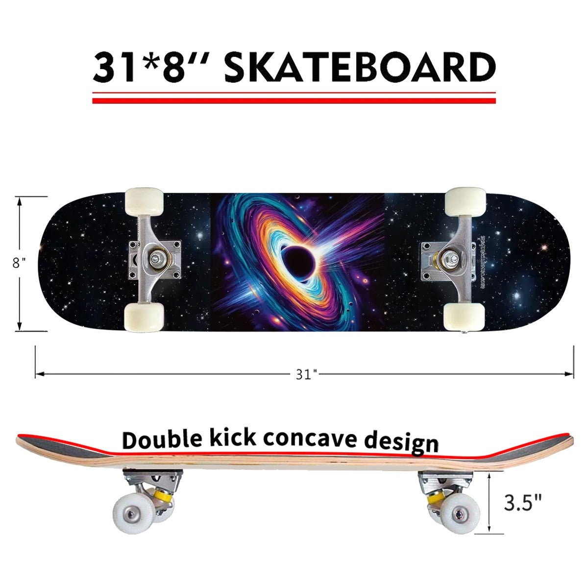 Black Hole, High Density 7 Layer Skateboard, Made In USA