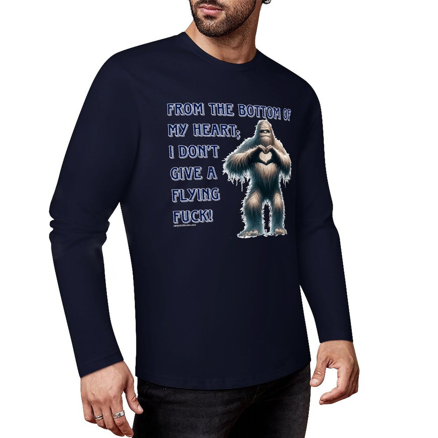 Bigfoot / Sasquatch, "From the bottom of my heart...", Cotton Unisex Long Sleeve T-shirt
