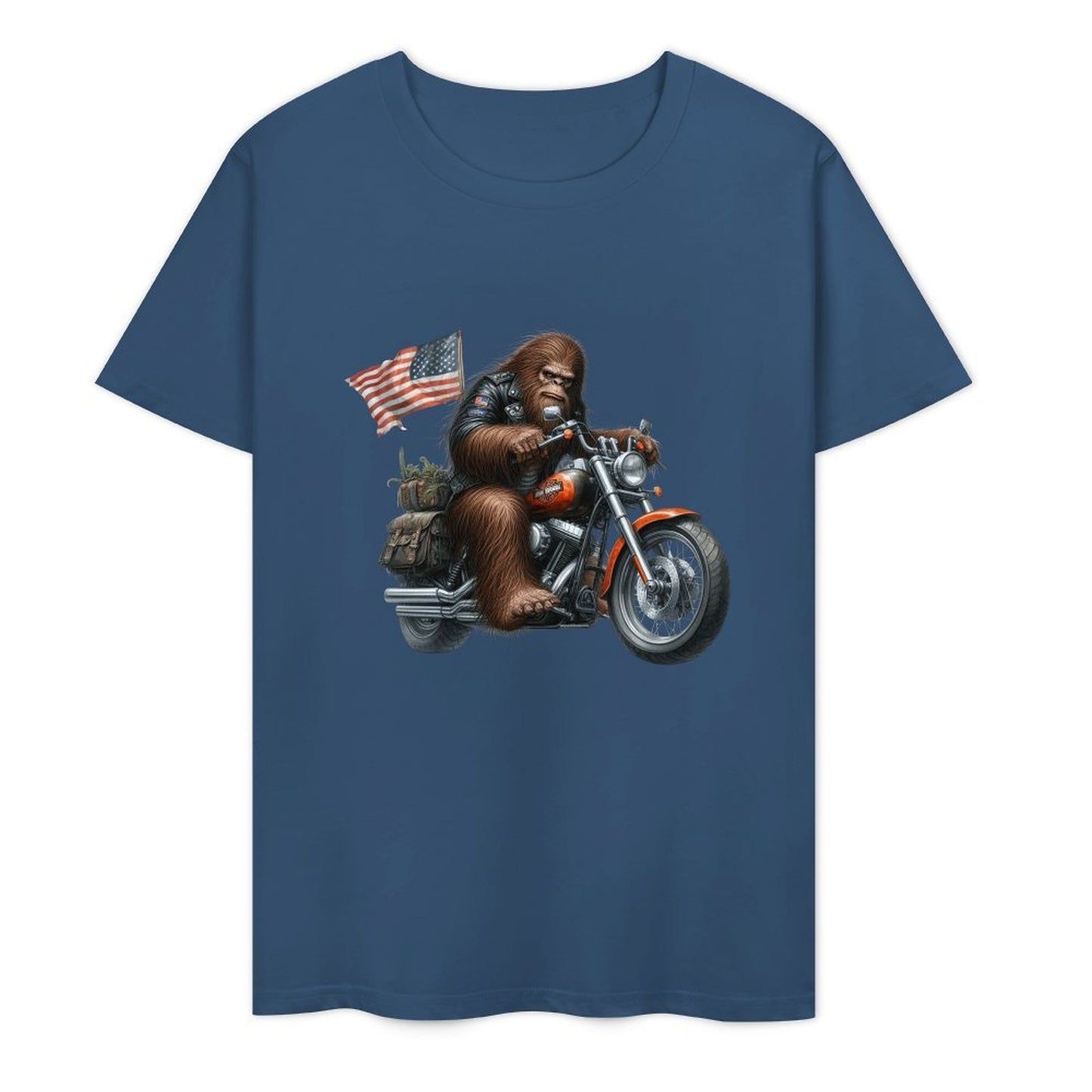 Bigfoot - Sasquatch on Motorcycle Short Sleeve Cotton T-Shirt