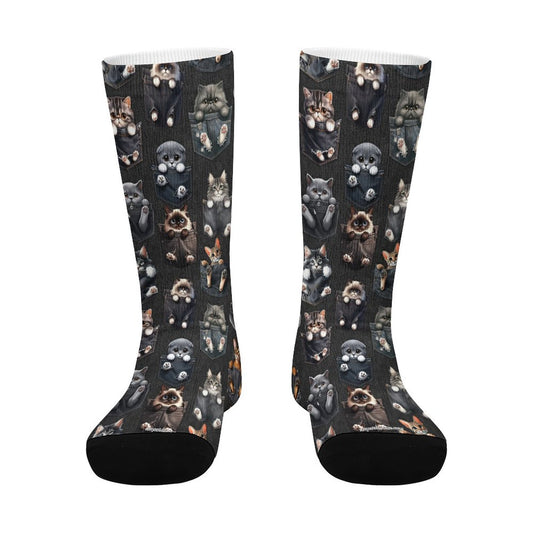 Kitties in Pockets, Children’s Polyester Socks