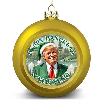 Donald Trump "Happy Hanukkah" Ball Ornament, Tree Decoration, Holiday Décor
