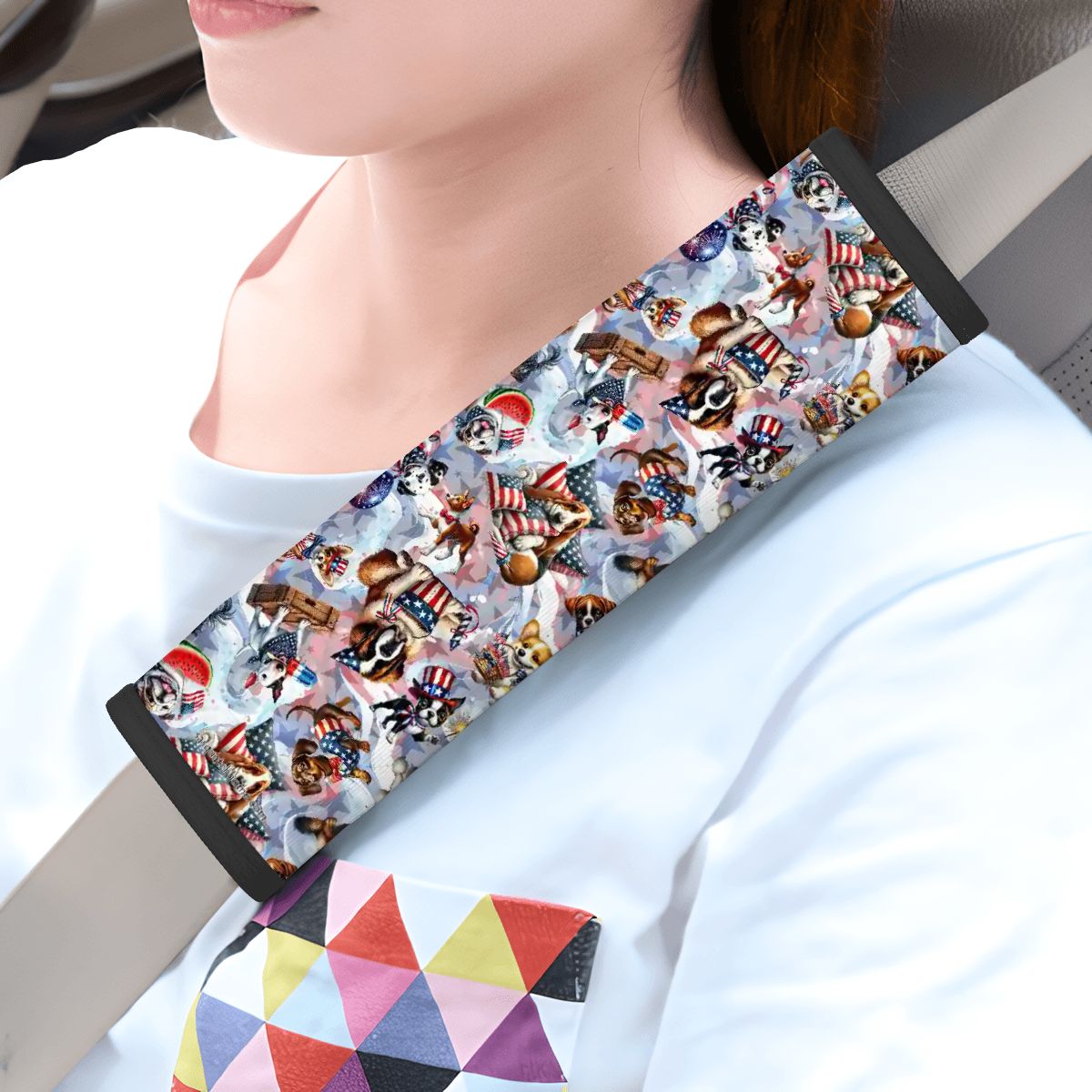 8 Patriot Designs, Seat Belt Cover Pad For Adults 2 Pcs