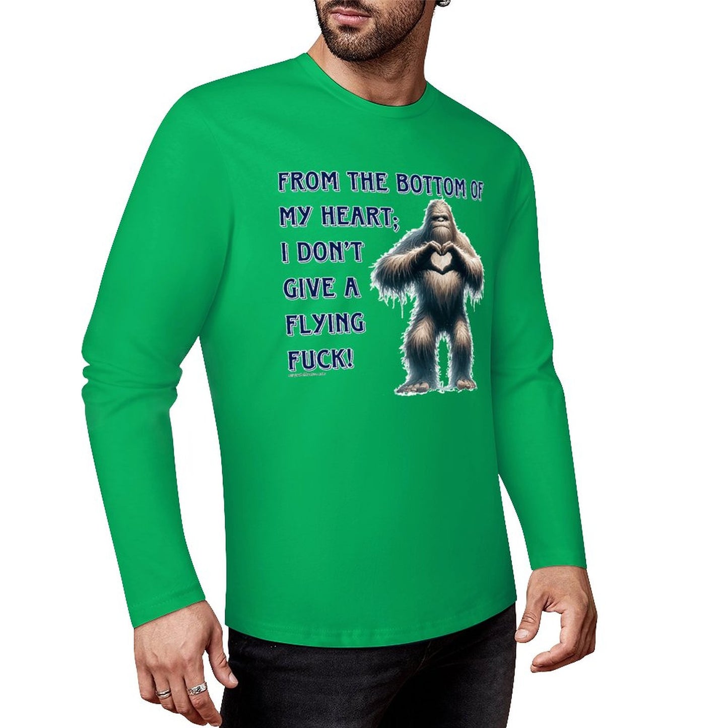 Bigfoot / Sasquatch, "From the bottom of my heart...", Cotton Unisex Long Sleeve T-shirt