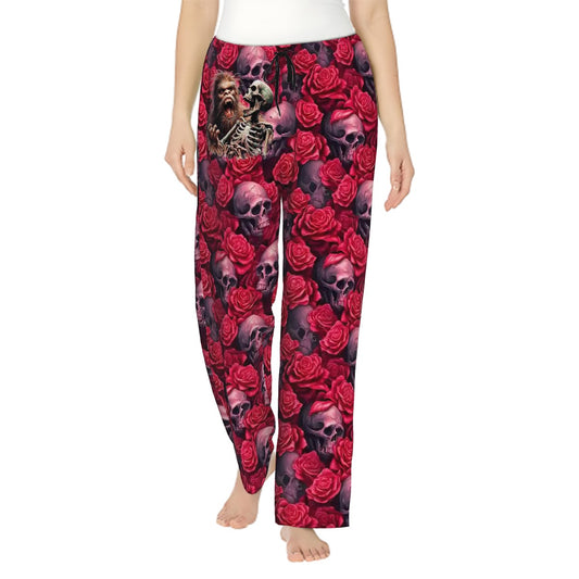 Bigfoot Skull Design, Women’s Pajama Pants with Pockets
