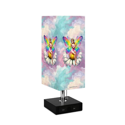 Fairy, Square Table Lamp with USB Ports, Charger